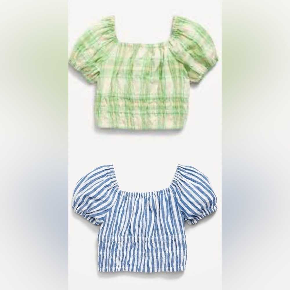 Old Navy Gap Smocked Crop Top Shirt Puff Short Sleeves Girls XL 14/16